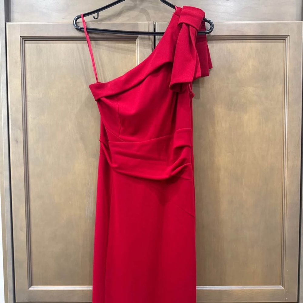 Windsor Red One-Shoulder Bow Gown - Picture 2 of 5